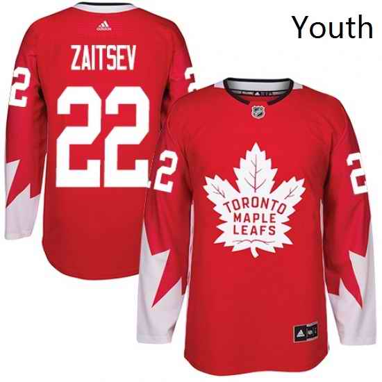 Youth Adidas Toronto Maple Leafs 22 Nikita Zaitsev Authentic Red Alternate NHL Jersey